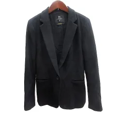 イネド INED テーラードジャケット シングル 総裏地 ウール 9 M 黒 ブラック /AU