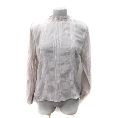 ディスコート Discoat シフォンブラウス プルオーバー シアー 長袖 刺繍 F ベージュ /YI