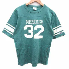 チャンピオン CHAMPION Tシャツ カットソー クルーネック ロゴプリント 半袖 L 緑 グリーン /YK