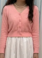 リボン クロップド カーディガン