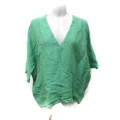 シップス SHIPS シャツ ブラウス プルオーバー 七分袖 麻 リネン 緑 グリーン /YI