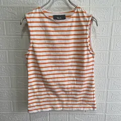 R.H Vintage ロンハーマンヴィンテージ 511090208-1079 ボーダー ダメージ加工 ノースリーブ トップス ホワイト/オレンジ 【未使用品】 レディース