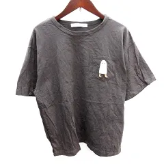 ブルーブルーエ Bleu Bleuet カットソー Tシャツ ラウンドネック メジェド 半袖 F チャコールグレー /AU