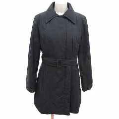 インディヴィ INDIVI ダウンコート ステンカラー ジップアップ 総裏地 38 M 黒 ブラック /YK