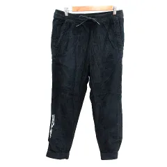 ザラ ZARA テーパードパンツ イージー コーデュロイ 刺繍 フロッキープリント M 黒 ブラック /AU