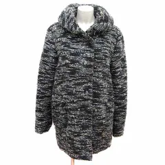 アズールバイマウジー AZUL by moussy 中綿コート ボリュームカラー ツイード 総裏地 M 黒 ブラック グレー /YK