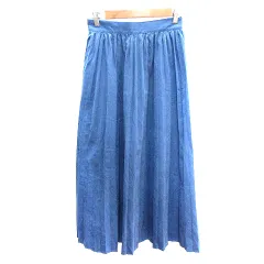 ニコルホワイト NICOLE white プリーツスカート マキシ ロング FREE 青 ブルー /AU