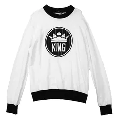SALE【美品】DOLCE&GABBANA ドルチェ・アンド・ガッバーナ スウェット クラウン 王冠 KING フレンチテリー バイカラー 丸首 長袖 ミドルウェイト コットン100% トップス メンズ 50 ブラック ホワイト 黒 白 イタリア製のサムネイル