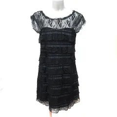 マーキュリーデュオ MERCURYDUO ワンピース ミニ 総レース ノースリーブ F 黒 ブラック /YI