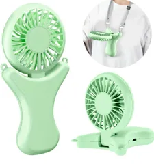 3WAY ミニ扇風機 首掛け ハンディ 卓上 USB充電式 2000mAh 大容量 ミントグリーン 軽量 ストラップ付 折り畳み式 携帯扇風機 ネックファン 熱中症対策 暑さ対策 登山 キャンプ アウトドア 外出 旅行 公園 スポーツ観戦