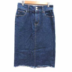 エムズエキサイト EMSEXCITE タイトスカート ミモレ ロング デニム M インディゴ /YK