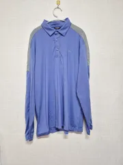 長袖 カラ Tシャツ ブルー/グレー