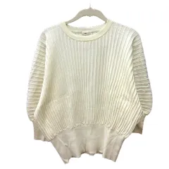 イエナ IENA ニット カットソー 七分袖 リブ 白 アイボリー /MN