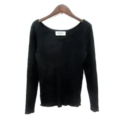 ロペ ROPE ニット カットソー 長袖 リブ 38 M 黒 ブラック /MN