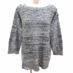 メイソングレイ MAYSON GREY ニット セーター ボートネック 長袖 モヘヤ混 2 M グレー 黒 ブラック /YK