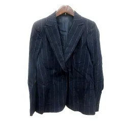 ユナイテッドアローズ UNITED ARROWS テーラードジャケット シングル 総裏地 ストライプ ウール 36 S 紺 ネイビー /MN