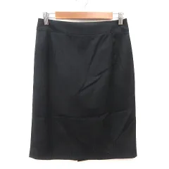 23区 オンワード樫山 タイトスカート ひざ丈 ストライプ 40 黒 ブラック /MS