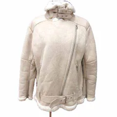 エモダ EMODA フェイクムートンコート ライダース 裏ボア F ベージュ /YK