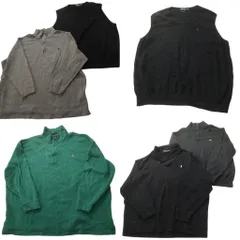 古着卸 まとめ売り ラルフローレン セーター 6枚セット (メンズ 2XL /3XL /4XL ) ベスト ハーフジップ ショールカラー ニット 中古 ND6014