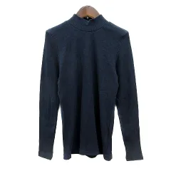 ナノユニバース nano universe ニット カットソー ハイネック 長袖 リブ F 紺 ネイビー /MN