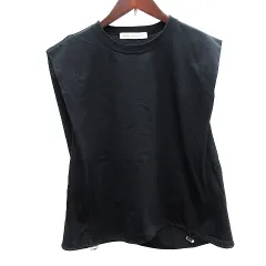 ナノユニバース nano universe カットソー ラウンドネック フレンチスリーブ F 黒 ブラック /AU