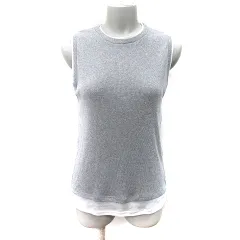 ザラ ZARA カットソー ノースリーブ フェイクレイヤード グレー 白 ホワイト /YI