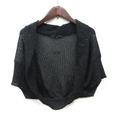 アナイ ANAYI カーディガン ボレロ ニット 半袖 スパンコール 38 M 黒 ブラック /YI
