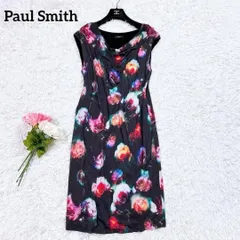 【美品】Paul Smith BLACK 花柄転写ノースリーブワンピース XL