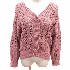 スナイデル SNIDEL カーディガン ニット Vネック レースアップ 長袖 ONE ピンク /YK