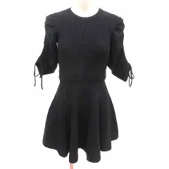 レディ Rady ワンピース フレア ミニ ニット ギャザースリーブ 七分袖 M 黒 ブラック /YK