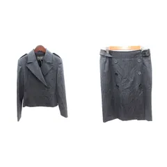 ボディドレッシングデラックス BODY DRESSING Deluxe スーツ セットアップ 上下 テーラードジャケット シングル 総裏地 タイトスカート ひざ丈 ストライプ ウール 9 M グレー /AU