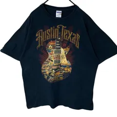 L ギルダン ビッグプリント アーチロゴ ギター 音楽 楽器 ブラック 黒 Tシャツ レディース ユニセックス メンズ 古着 半袖 CHM