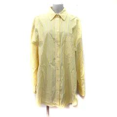 ザラ ZARA シャツ ブラウス ストライプ オーバーサイズ 長袖 黄色 イエロー /YI