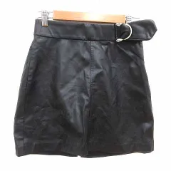 ザラ ZARA 台形スカート ミニ フェイクレザー S 黒 ブラック /YK