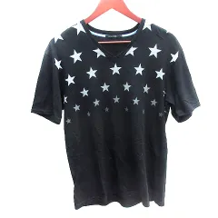ギルドプライム GUILD PRIME カットソー Tシャツ Vネック 星柄 半袖 3 L 黒 ブラック /AU