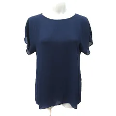 ロートレアモン LAUTREAMONT シフォンブラウス フレア袖 半袖 38 M 紺 ネイビー /YI