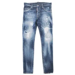 美品 22ss ディースクエアード DSQUARED2 DARK LONDON CALLING WASH SKATER JEANS スケーター ジーンズ デニムパンツ ジーパン Gパン ダメージ加工 ブリーチ ペイント S71LB1014 44