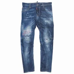 美品 17ss ディースクエアード DSQUARED2 Tidy Biker jean タイディーバイカー ジーンズ クラッシュ ダメージ加工 デニムパンツ Gパン ジーパン ボトムス S74LB0170 サイズ44 インディゴ ブルー メンズ/