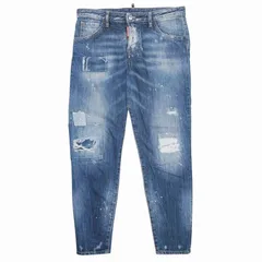 美品 ディースクエアード DSQUARED2 ダメージ加工 クラッシュ ペイント ジーンズ デニム パンツ ジーパン Ｇパン リペア加工 ボトムス 72LA096730309 サイズ40 インディゴ ブルー レディース/
