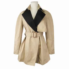 美品 セリーヌ CELINE by Phoebe Philo フィービー期 バイカラー トレンチコート コットンギャバジン ボタンレス ジャケット スプリングアウター ブルゾン 34 ベージュ×ブラック/レディース