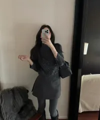 231 メイビンス サイド ジッパー スリット ミニ スカート チャコール/L