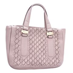 美品 フェラガモ ハンドバッグ イントレチャート 編み込み レザー 