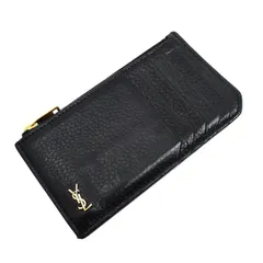 SAINT LAURENT サンローラン タイニー カサンドラ フラグメント ジップカードケース コインケース ブラック 847962 ユニセックス 中古