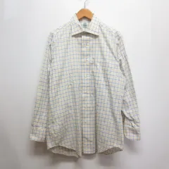 ニューヨーカー NEWYORKER 美品 チェック柄 長袖 コットン シャツ 40-82 白黄ブルー