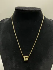 SN733 GIVENCHY ジバンシー ロゴ ネックレス ゴールド ラインストーン 刻印 レディース メンズ 首周り約38cm 重量2.9g