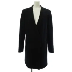 ザラ ベーシック ロングコート ノーカラー ブラック 黒 L