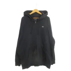 アンダーアーマー UNDER ARMOUR ジップパーカー スウェット 裏起毛 スポーツ 4XL 黒 ブラック 長袖 フルジップ /AH27 ■GY58