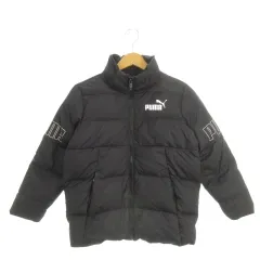 プーマ PUMA ダウンジャケット 子ども服（男の子用） 140 黒 ブラック 長袖 スタンドカラー ロゴプリント /AH26 ■GY58