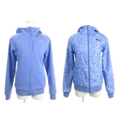 プーマ PUMA リバーシブル ジップパーカー ジャケット スポーツウエア M 青 ブルー 長袖 フード付き ロゴ 総柄 /AH21 ■GY58