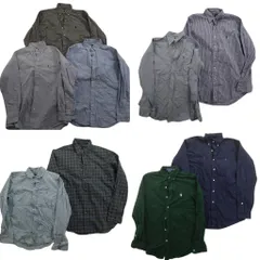 古着卸 まとめ売り ラルフローレン 長袖シャツ 9枚セット (メンズ M ) チェック ストライプ ボタンダウン 90s 中古 古着 ND6095